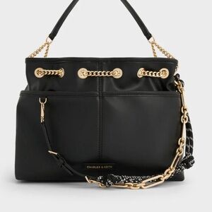 Charles & Keith Black Addison Rope Totebag Purse